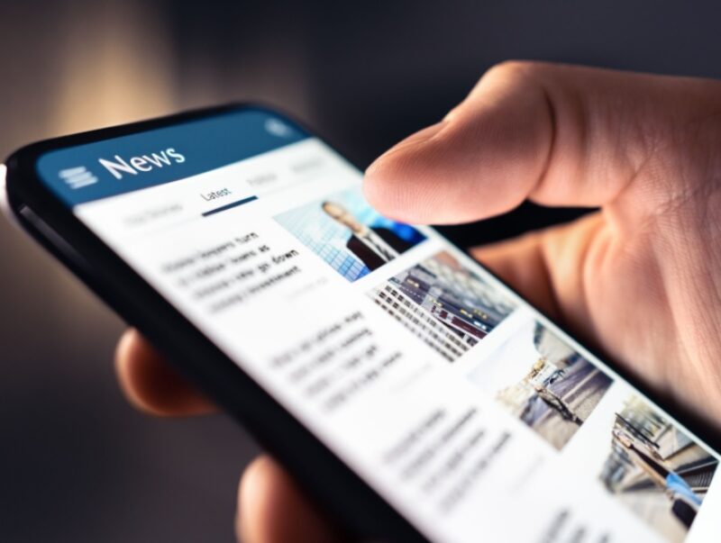 A person reading the news on their phone